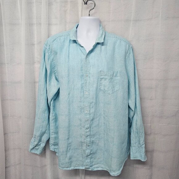 Cubavera Other - Cubavera Blue Linen Windowpane Button Shirt Beach Summer Minimalist Unisex 2XL